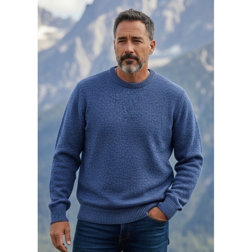 Vintage Eddie Bauer Wool Sweater Mens XL Tall Blue Made in USA Crewneck Kint